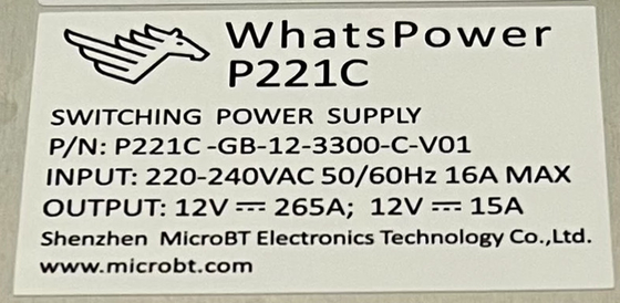 Bloc d'alimentation Whatspower P221C pour Whatsminer M30s M31s M32